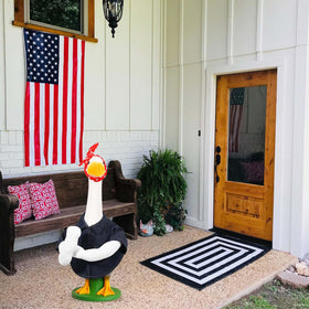 JcHrmers outdoor lawn decor shines in sun and light rain.
