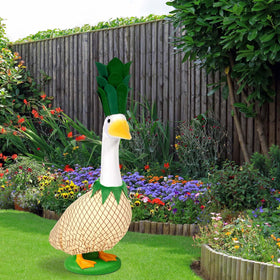 JcHrmers pineapple-goose-outfit on outdoor statue perfect for porch decor