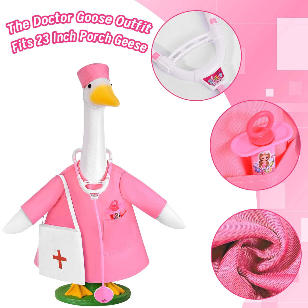 JcHrmers pink stethoscope detail on goose costume
