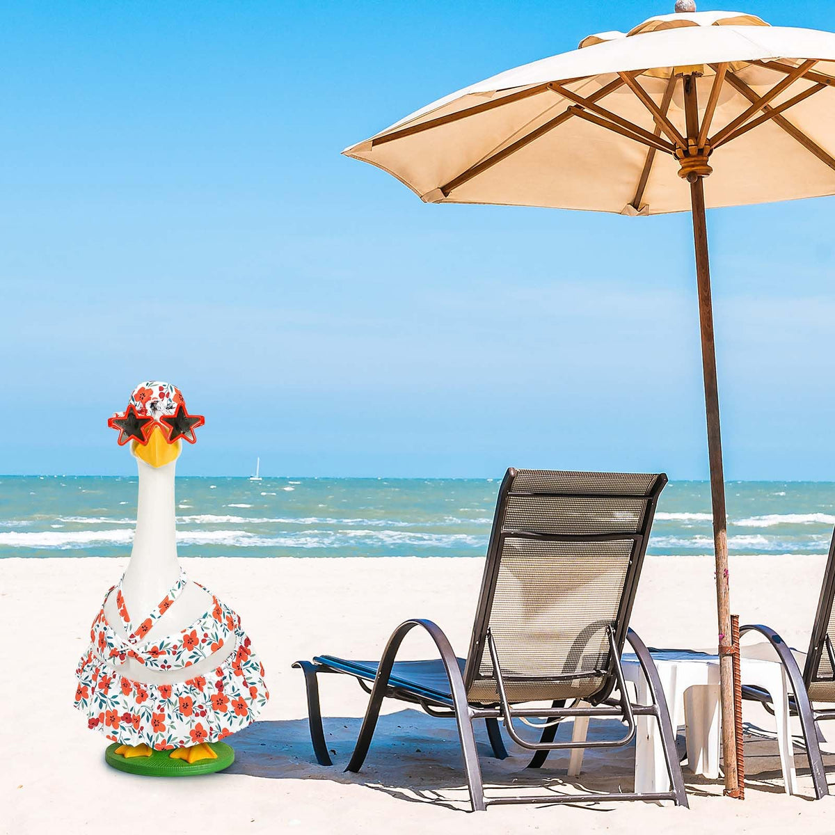JcHrmers porch goose bikini ensemble; enhances garden parties and outdoor spaces