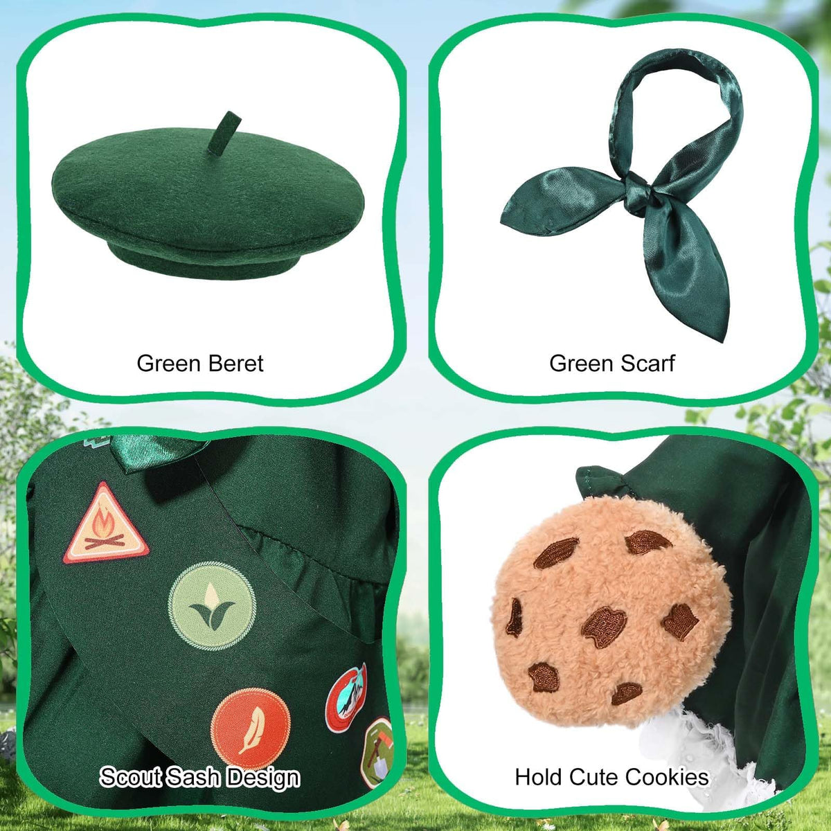 JcHrmers dress with badges adds vintage scout vibe to garden statue