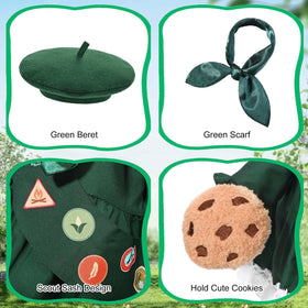 JcHrmers dress with badges adds vintage scout vibe to garden statue