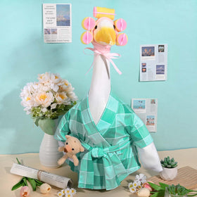 JcHrmers soft bear accessory completes whimsical spa look for geese statues