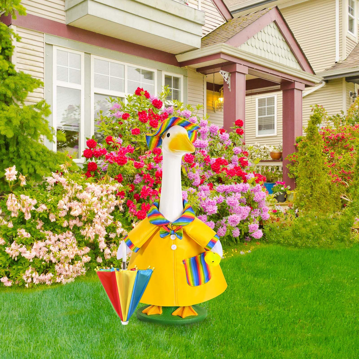 JcHrmers spring lawn decor with 23-inch goose outfit for seasonal flair