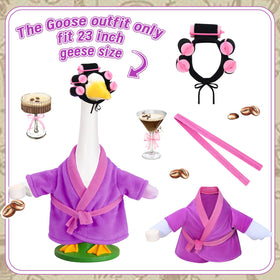 JcHrmers spring-summer goose costume in purple, easy dress-up for outdoor lawn statues.
