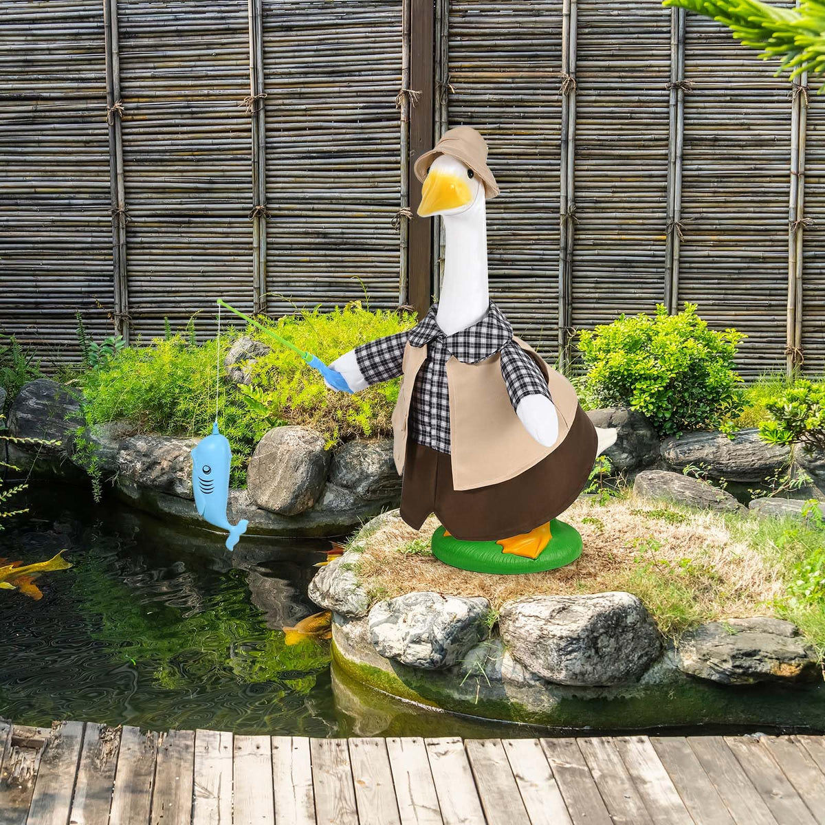 JcHrmers straw hat detail on goose boosts seasonal porch charm