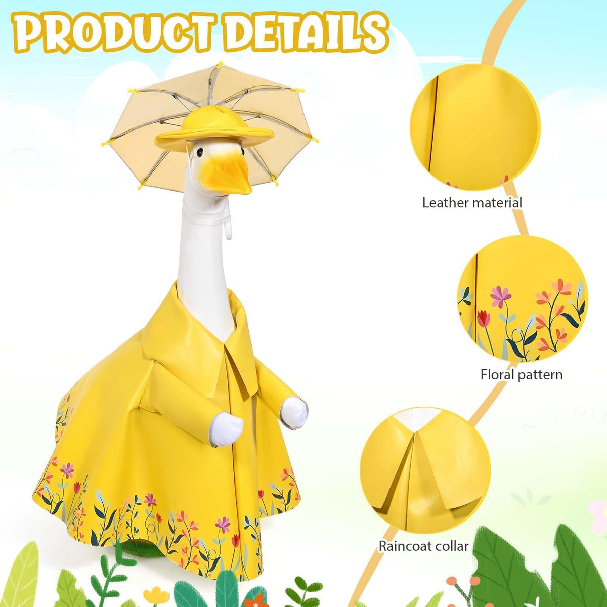 JcHrmers floral raincoat close-up highlights bright spring colors.
