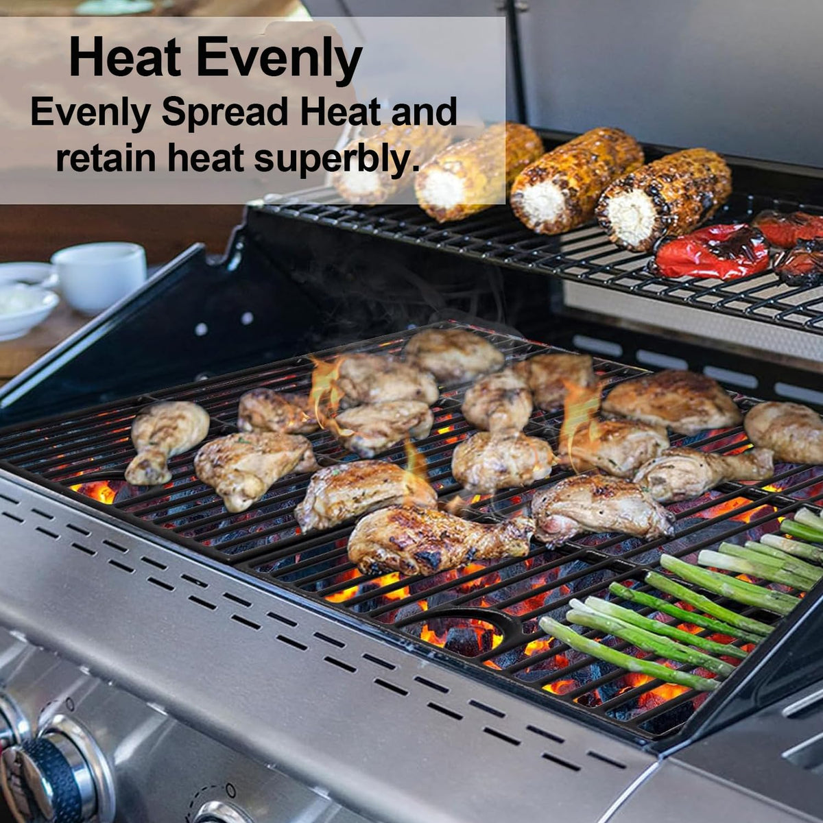 JCLMER Expert 4-burner compatible cast iron grate delivers lasting heat retention