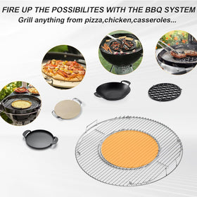 JCLMER hinged grill grate features side handles for easy lifting and cleaning