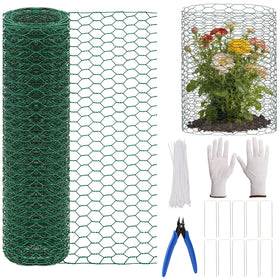 Jcmbreltik chicken wire fencing with green PVC coating protecting garden plants