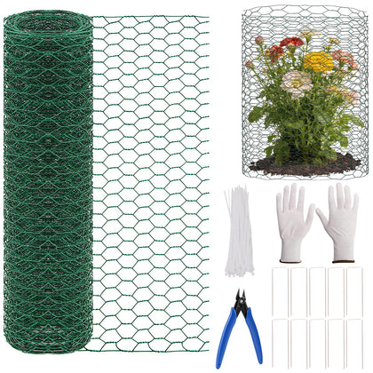 Jcmbreltik chicken wire fencing with green PVC coating protecting garden plants