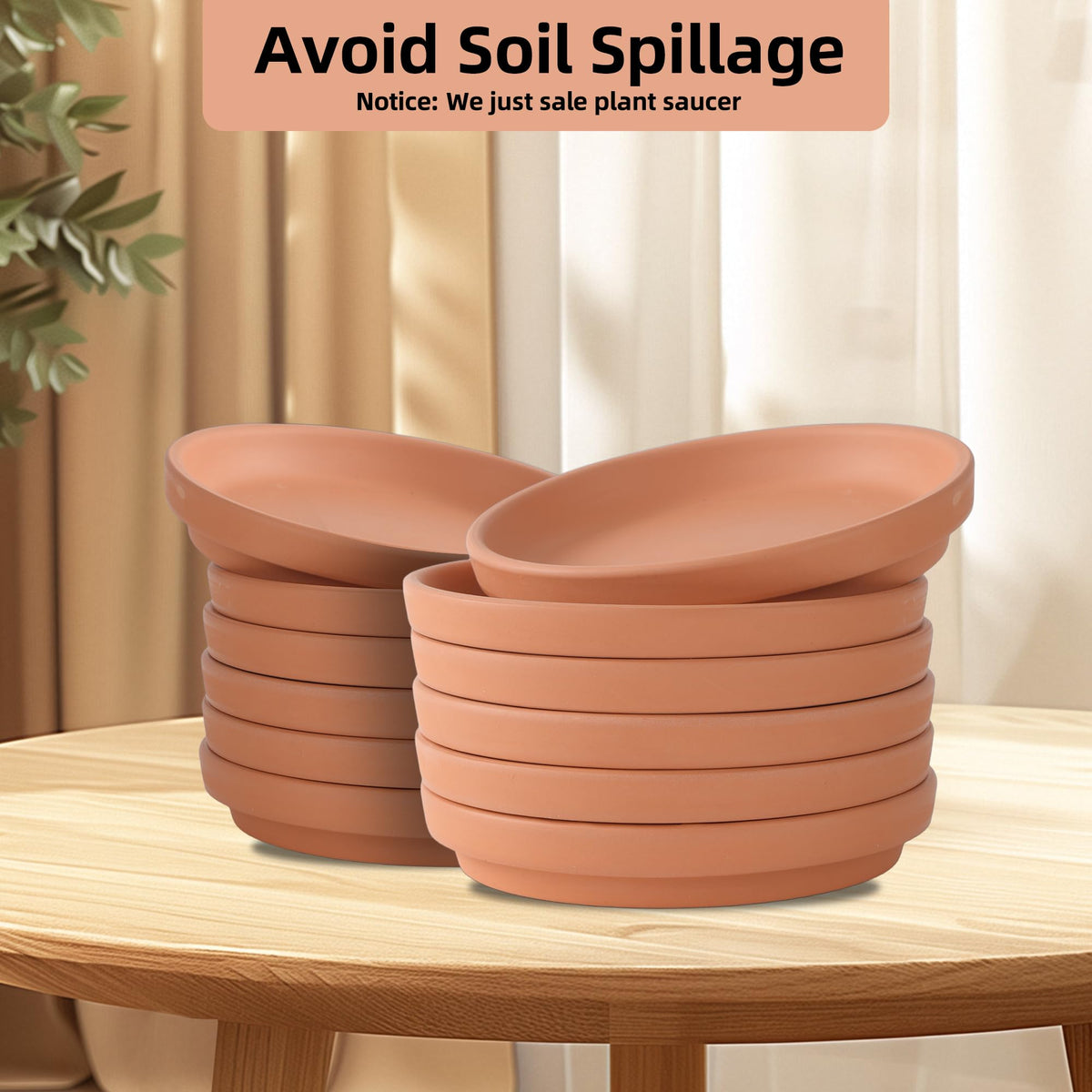 JCOHOY 4-inch saucer under pot highlighting drainage and surface protection.