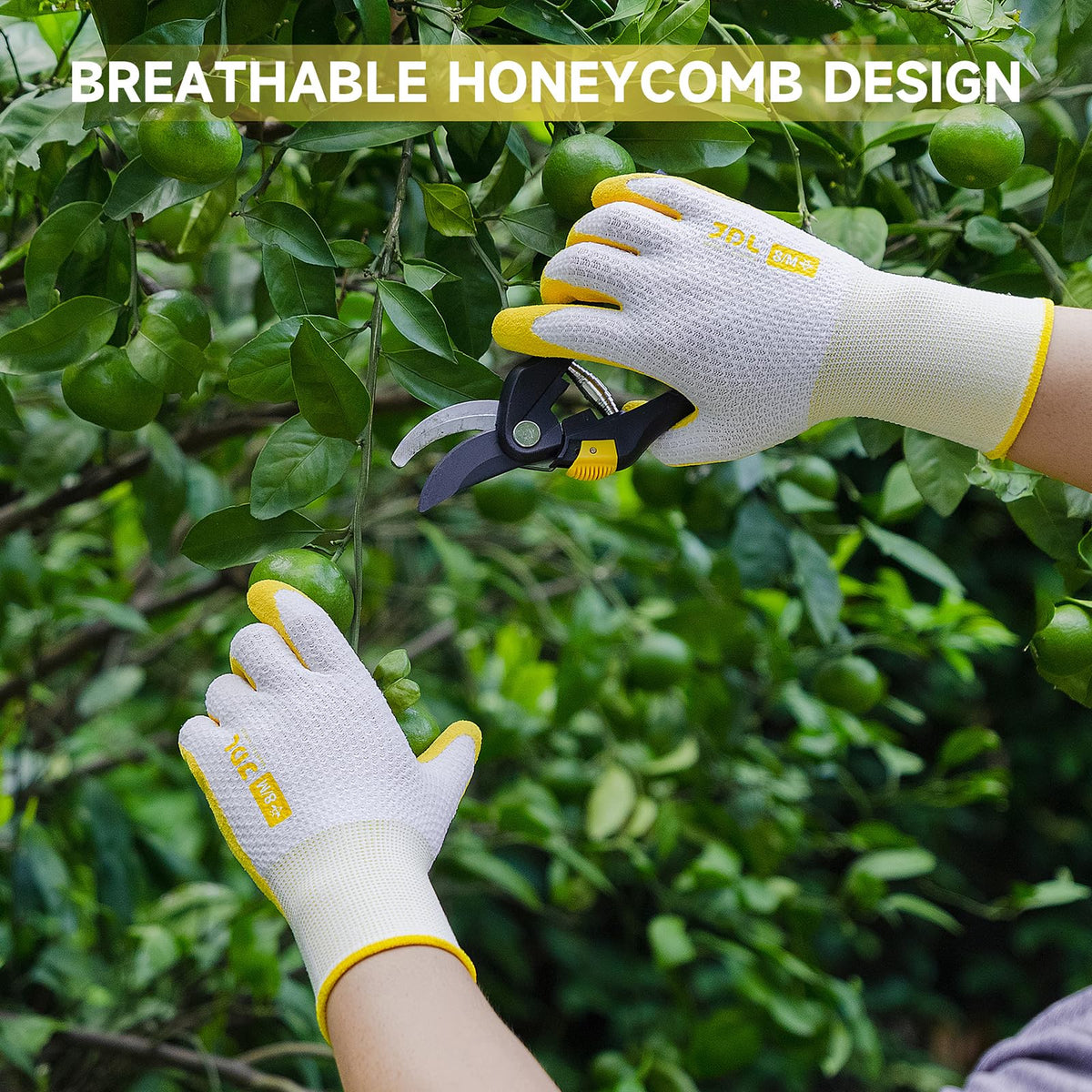 JDL gardening gloves offering non slip grip for precise handling in the garden.