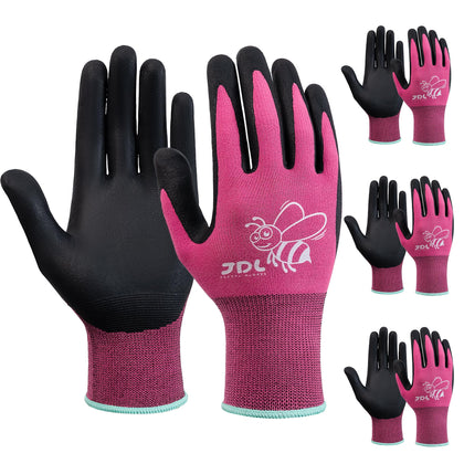 JDL women's nylon-nitrile palm gloves with secure grip for wet garden tasks
