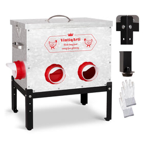 Jdooqee 40Lb feeder top view with easy refill lid and sturdy metal body.