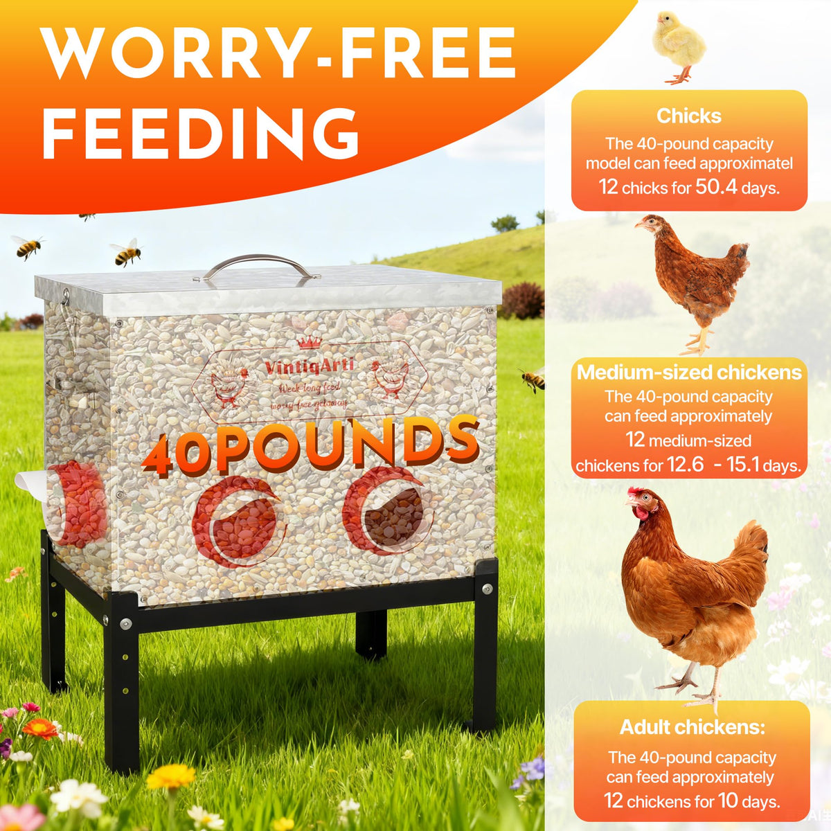 Jdooqee 40Lb no waste feeding port demonstrates precise grain release.