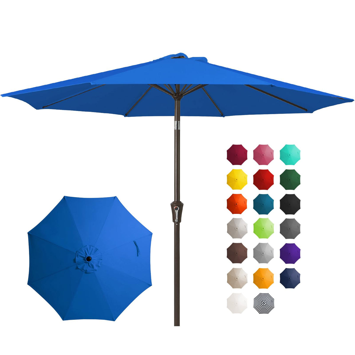 JEAREY 10ft royal blue canopy provides ample shade for outdoor dining.