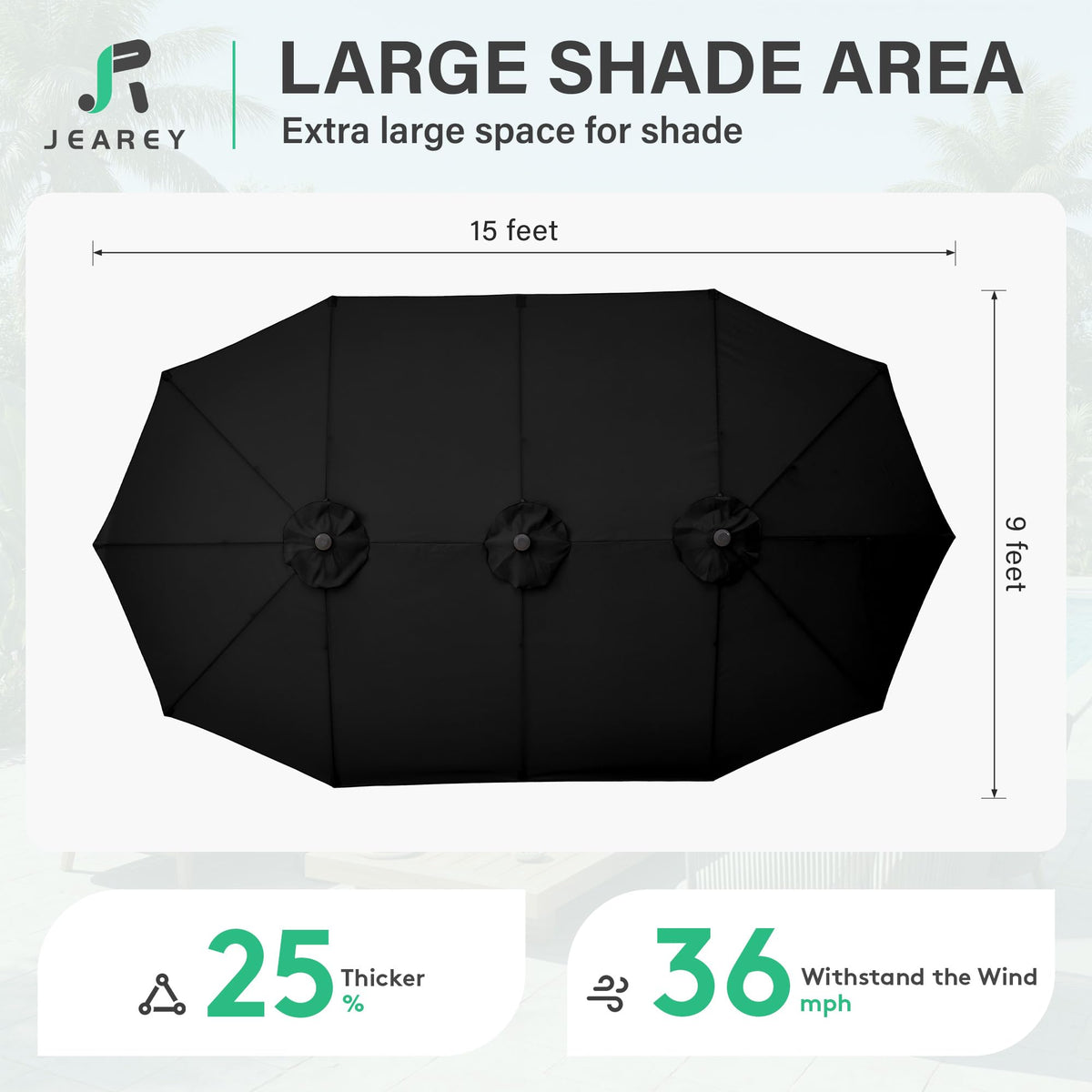 JEAREY 15ft umbrella assembly demonstrates easy crank operation