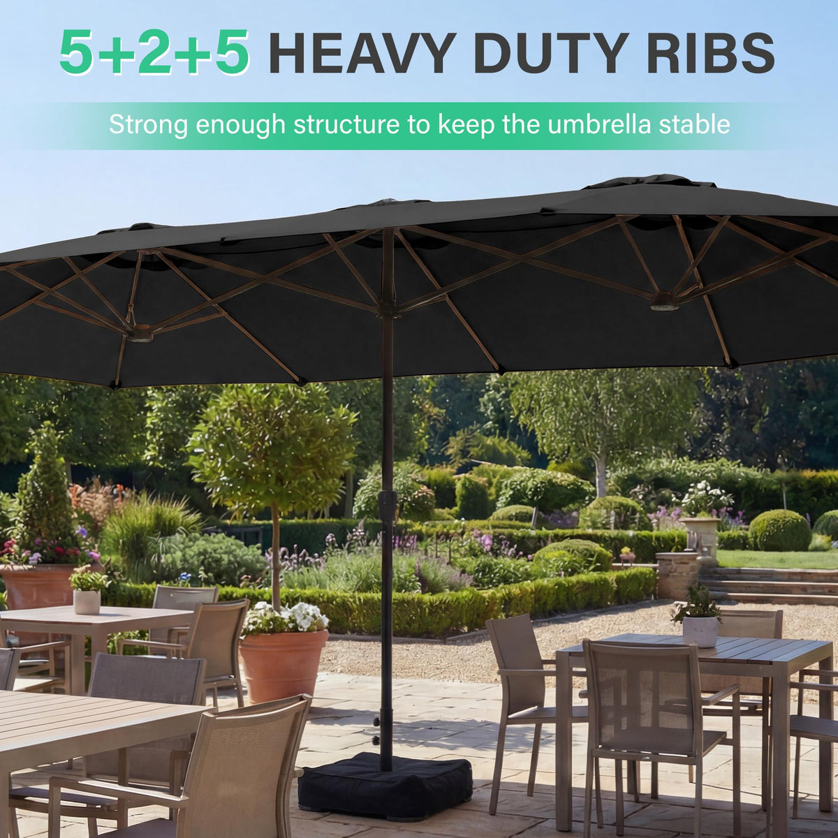 JEAREY 15ft patio umbrella ribs showcase a sturdy frame