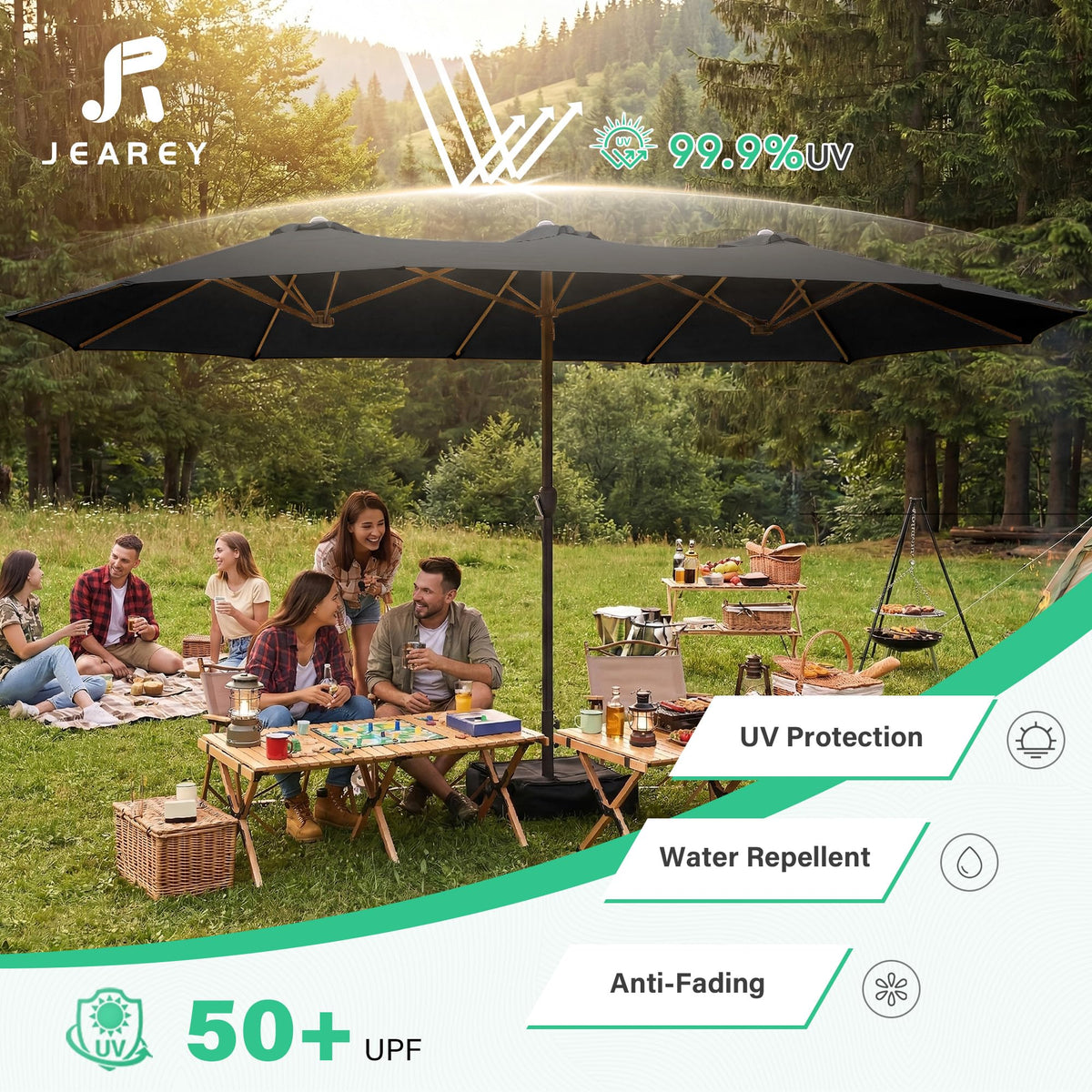 JEAREY 15ft umbrella top vent improves airflow and wind stability
