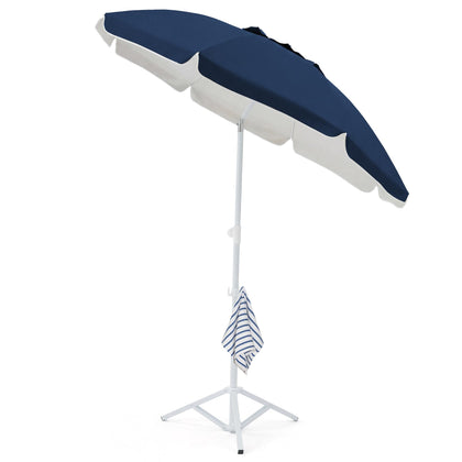 JEAREY 6.5ft navy sun shade umbrella provides broad, cooling shade outdoors.