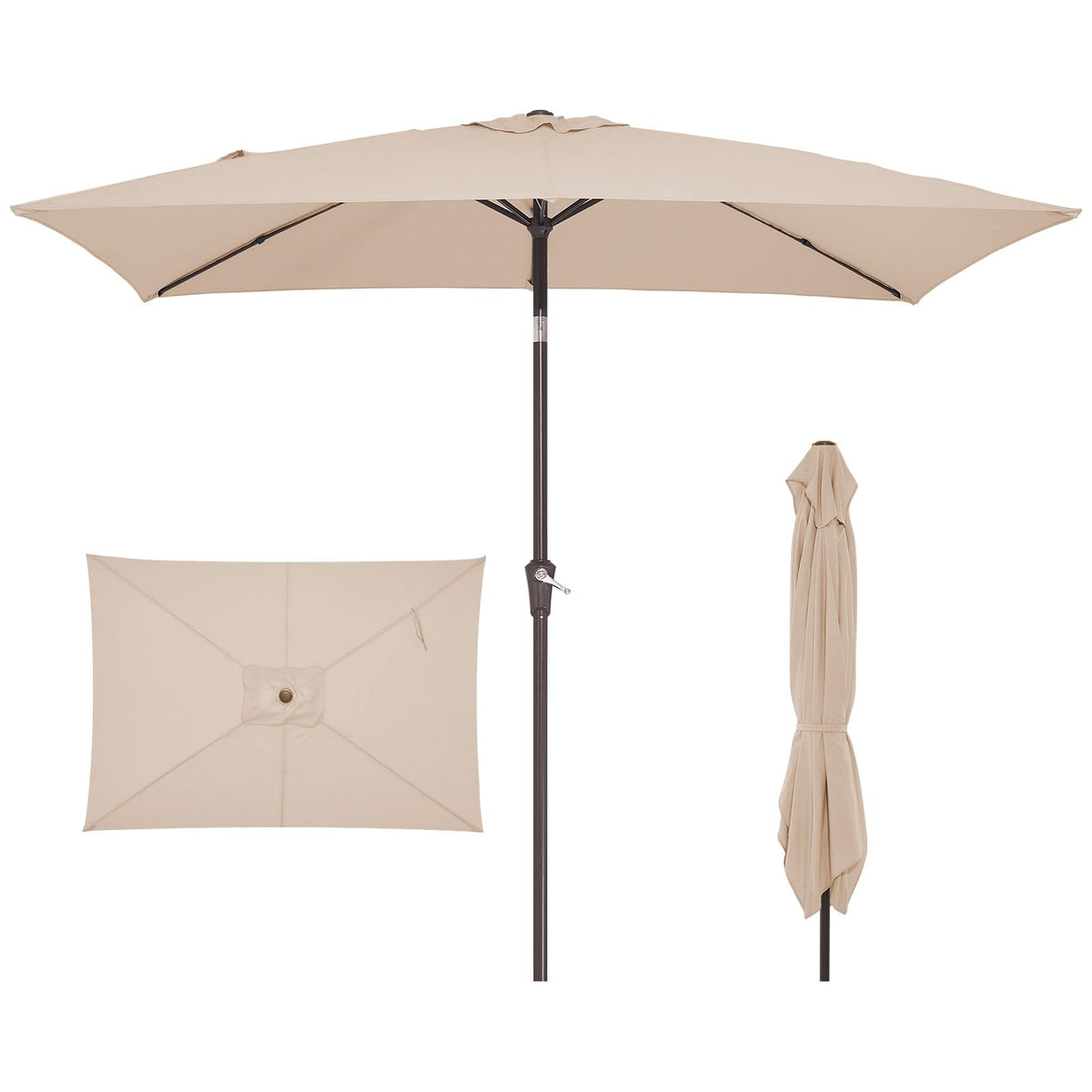 JEAREY 6.5x10 rectangle umbrella providing wide shade for patio dining.