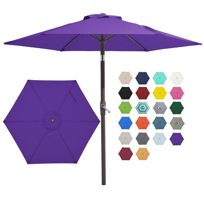JEAREY 7.5 ft patio umbrella with crank opens quickly to shade outdoor dining.