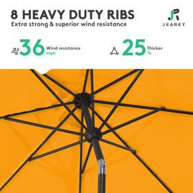 JEAREY 8-rib iron frame delivers sturdy support against breezes.