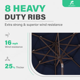 JEAREY 9ft umbrella with iron pole provides durable outdoor shade.