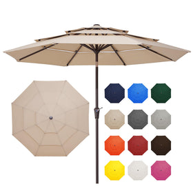 JEAREY 9ft patio umbrella with crank pole for easy shade