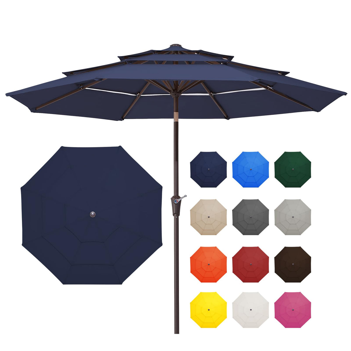JEAREY 9ft three-tier patio umbrella top vent enhances wind stability and shade.