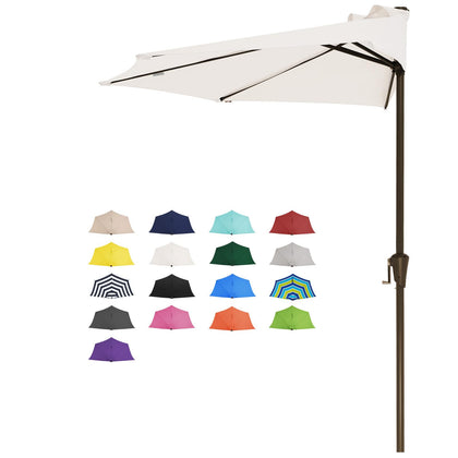 JEAREY 9ft half-round umbrella assembly ready for patio setup