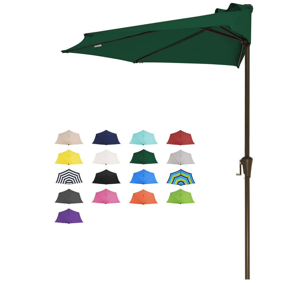 JEAREY 9ft half umbrella with crank operation for easy shade control.