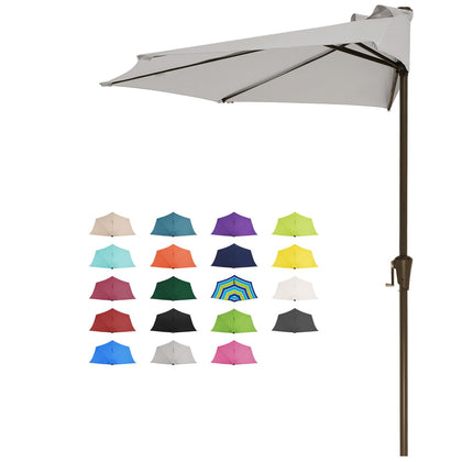 JEAREY 9ft half umbrella frame close-up shows sturdy ribs and durable powder coating