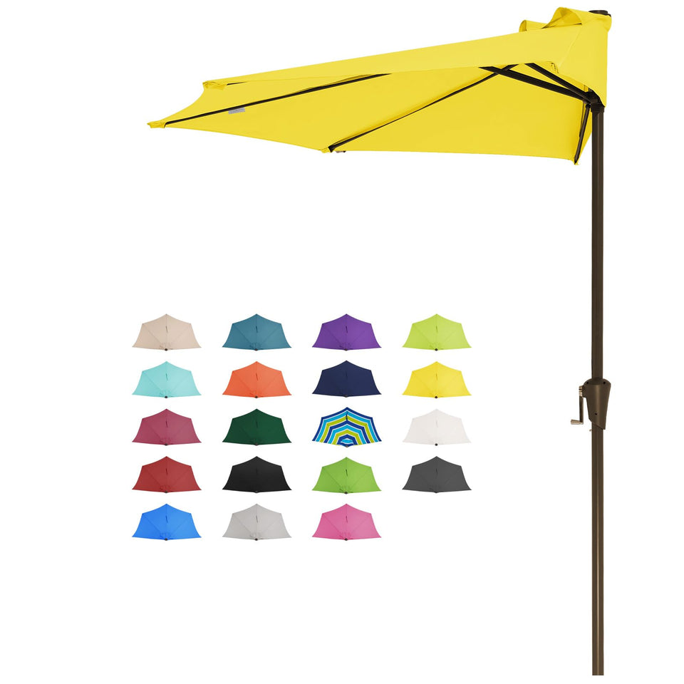 JEAREY 9ft half umbrella in a sunny patio provides shaded comfort.