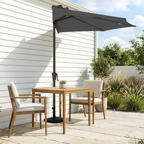 JEAREY 9ft half umbrella demonstrates space-saving design for balconies.