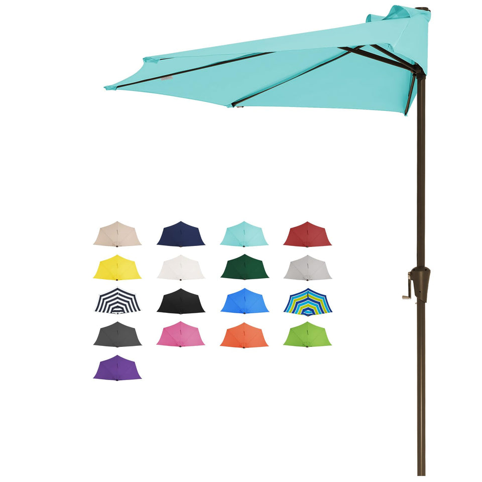 JEAREY 9ft half umbrella against wall for compact shade