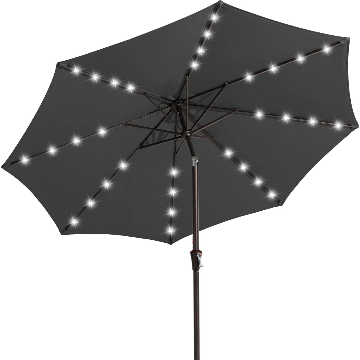 JEAREY 9ft umbrella with solar lights shading an evening outdoor setup