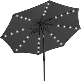 JEAREY 9ft umbrella with solar lights shading an evening outdoor setup
