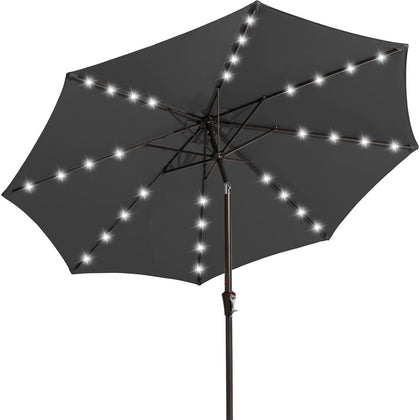 JEAREY 9ft umbrella with solar lights shading an evening outdoor setup