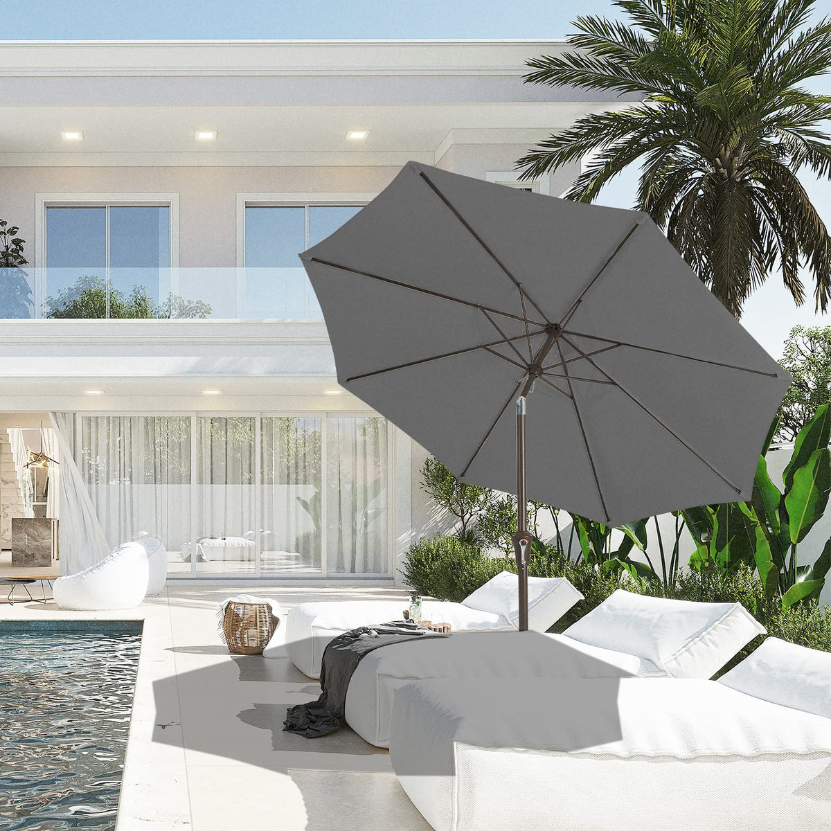 JEAREY 9ft umbrella 8 ribs frame delivers sturdy support