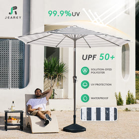 JEAREY 9ft umbrella eight ribs provide strong support for a dining setup