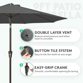JEAREY 9ft umbrella crank mechanism enables easy opening and setup