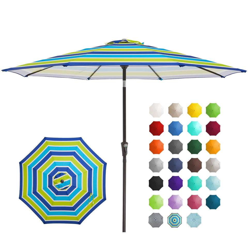 JEAREY 9ft outdoor umbrella open with crank for easy shade over a table