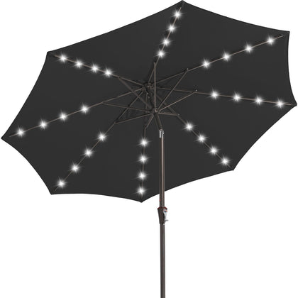 JEAREY 9ft umbrella with solar lights brightens outdoor evenings.