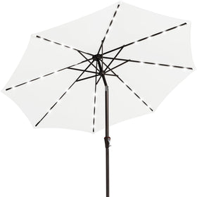 JEAREY 9FT umbrella with solar lights for ambient evening outdoor dining.