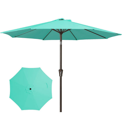 JEAREY 9FT teal outdoor umbrella open over a patio setup with shade for seating