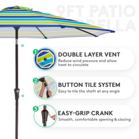 JEAREY 9ft umbrella tilt button displayed for adjustable sun protection