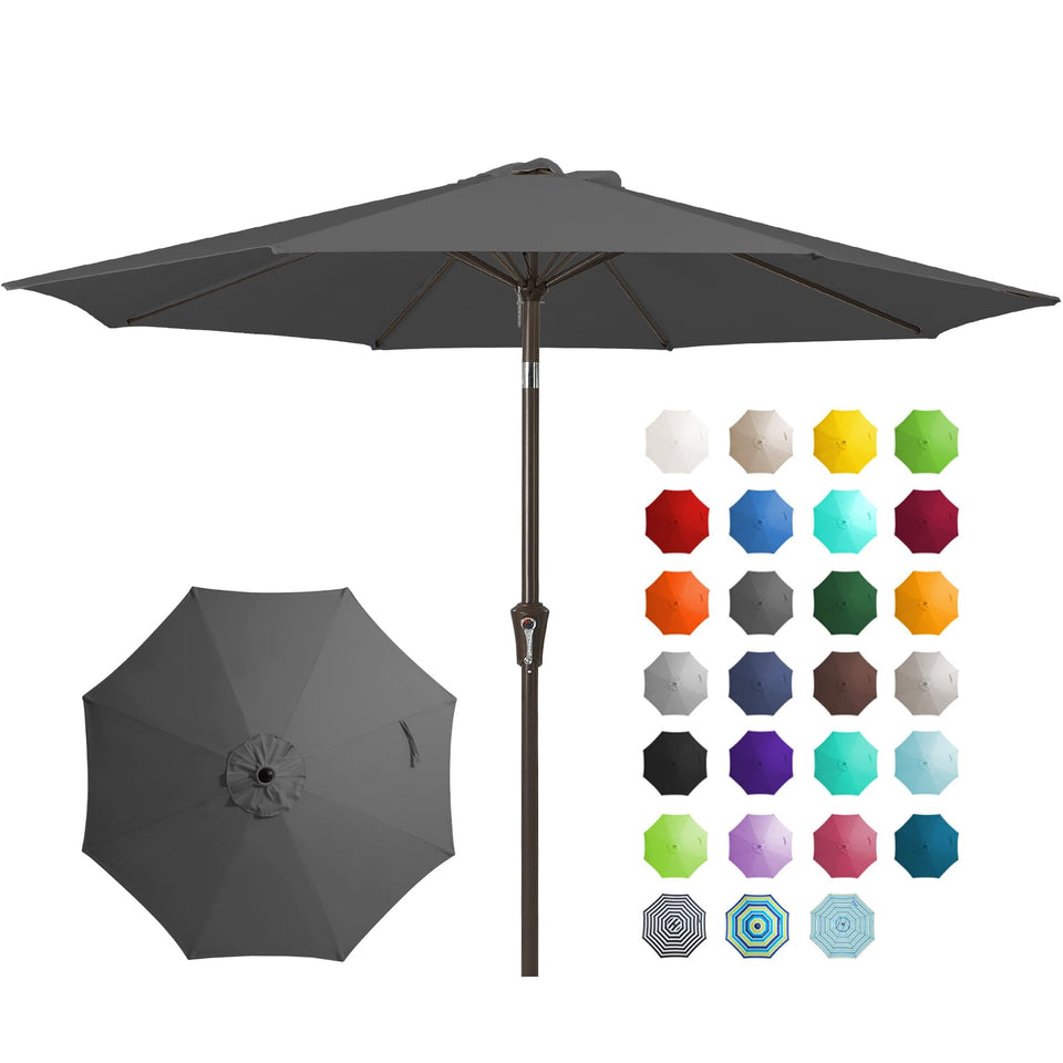 JEAREY 9ft umbrella top view provides broad shade for outdoor seating