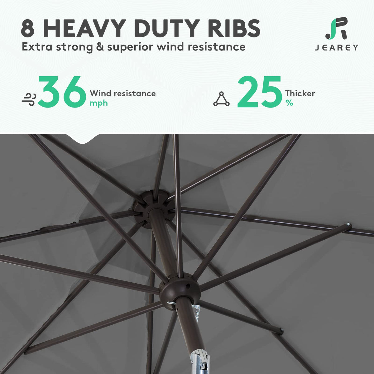 JEAREY 9ft umbrella vented canopy improves airflow on hot days